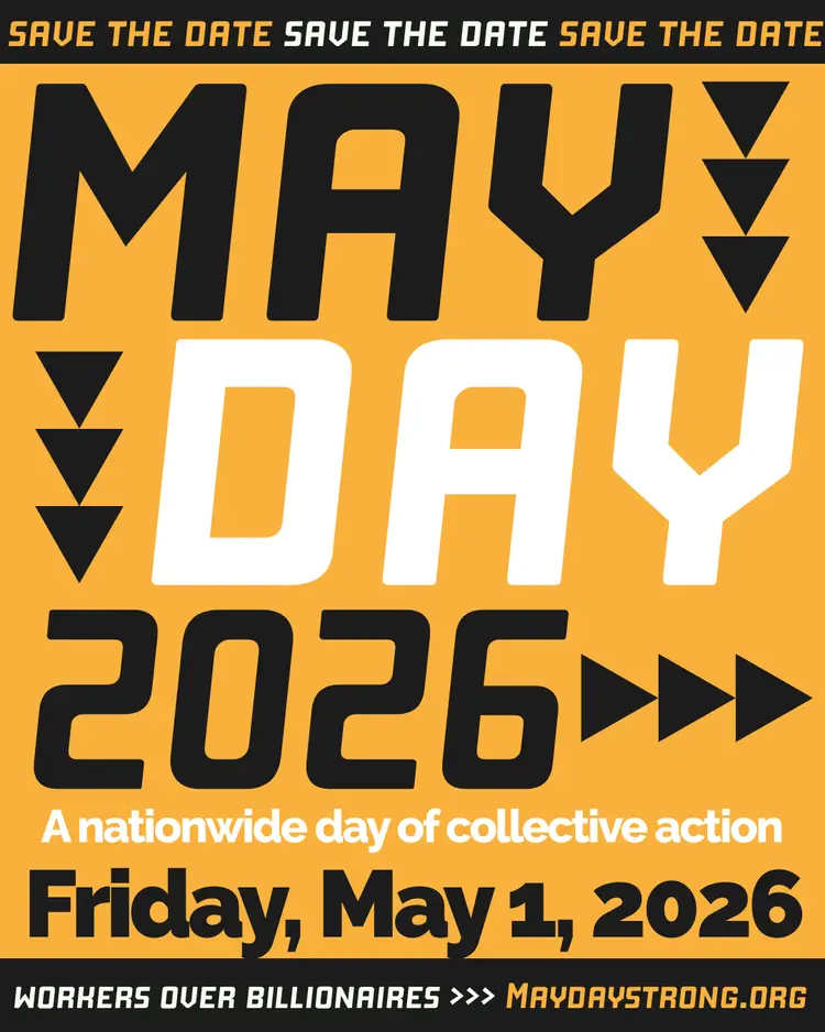 MayDayStrong - Indivisible Denver Action Flyer for May Day Strong 2026. A nationwide day of collective action, Friday, May 1.